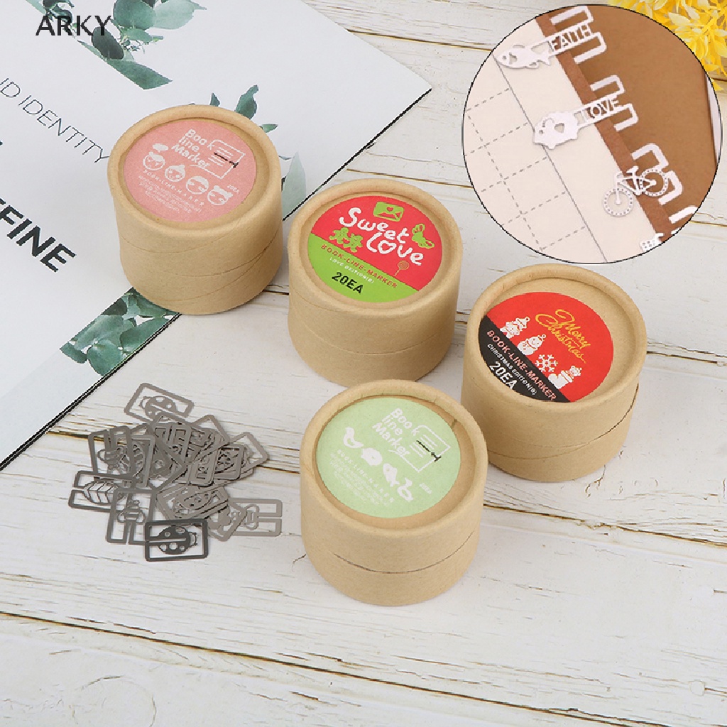 Set 20 Kẹp Đánh Dấu Trang Sách Bằng Kim Loại Mạ Bạc Họa Tiết Hoạt Hình