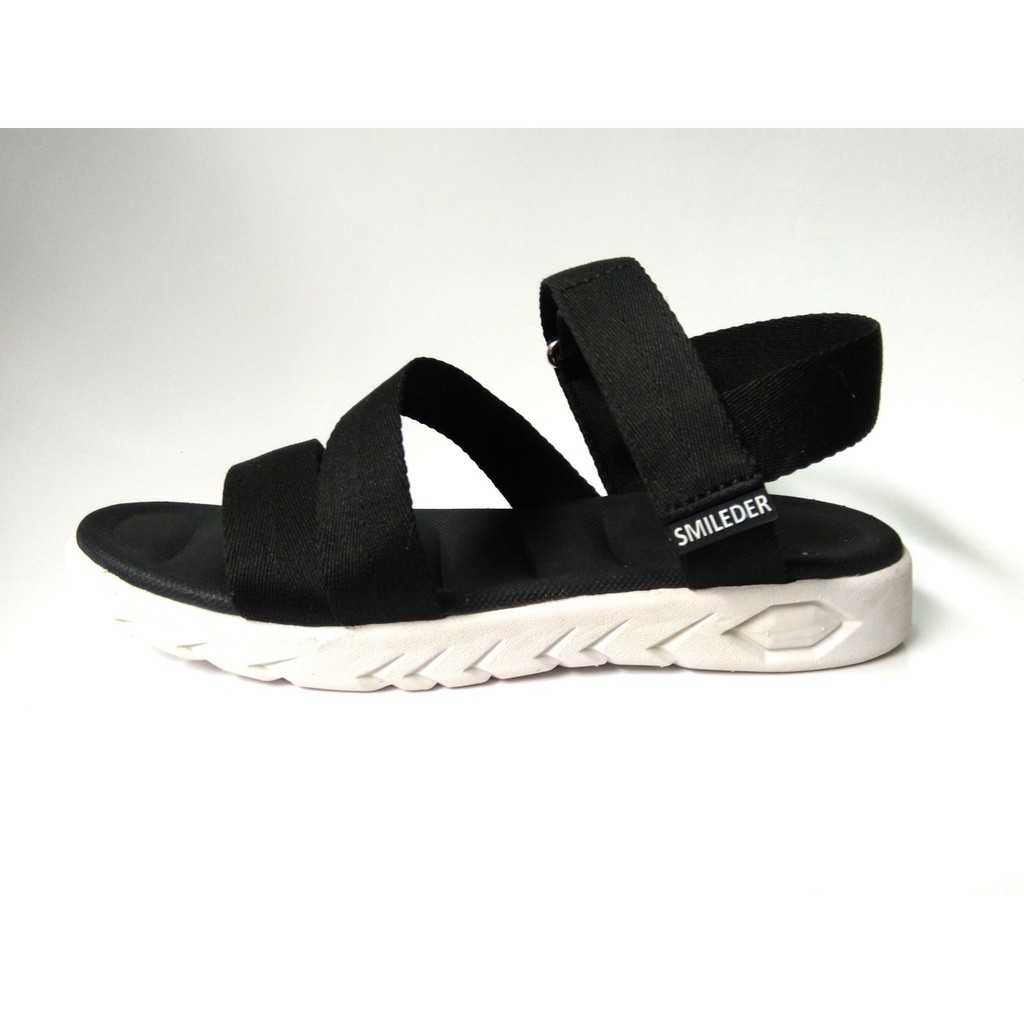 Giày sandal nam nữ SMILEDER đen và đen đế trắng đi học đi làm [freeship]