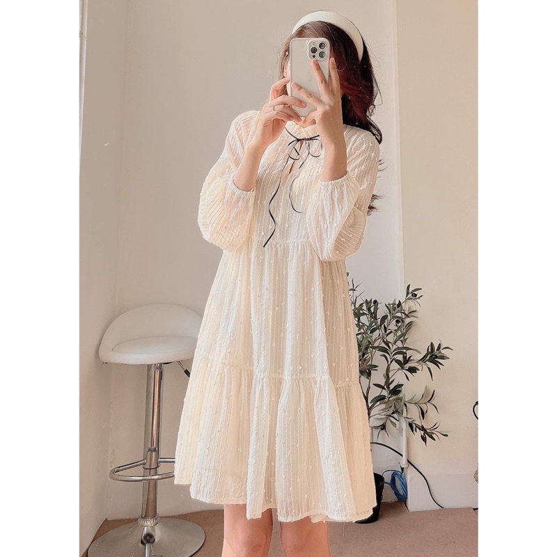 Váy babydoll hạt gạo kiểu dáng tiểu thư hai màu xinh