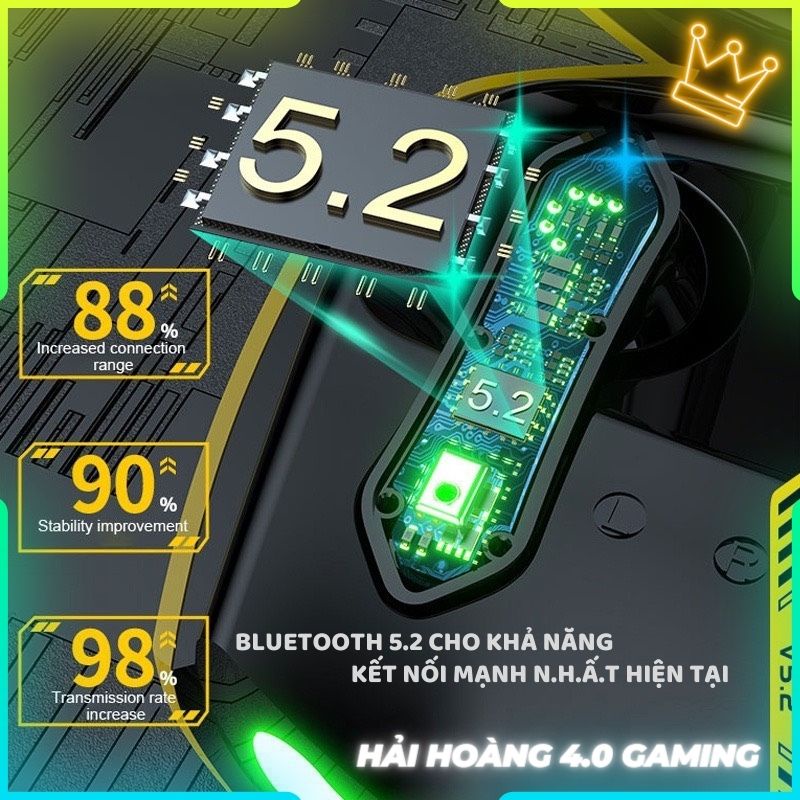 Tai Nghe Bluetooth Gaming 5.2 Tai Nghe Không Dây K98 Plus Âm Trầm Đầy Đủ Loại Bỏ Tiếng Ồn HiFi Stereo