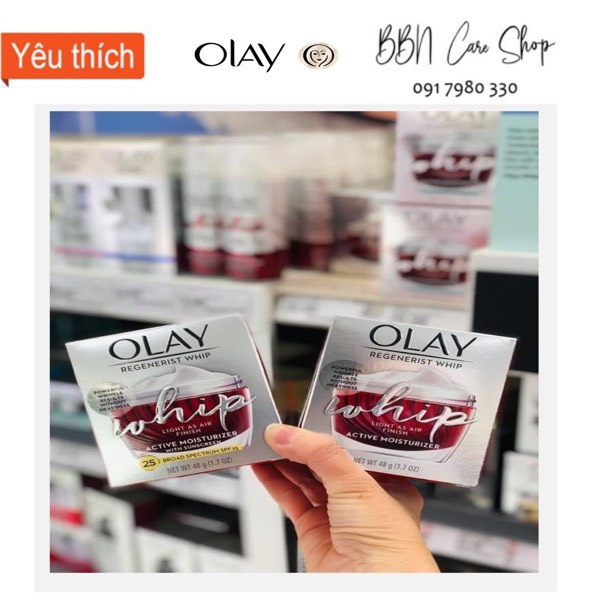Kem chống lão hóa OLAY Regenerist WHIP 48gr [USA] #FREESHIP# Kem dưỡng ẩm da, kem mờ vết thâm nám hiệu qua | BigBuy360 - bigbuy360.vn