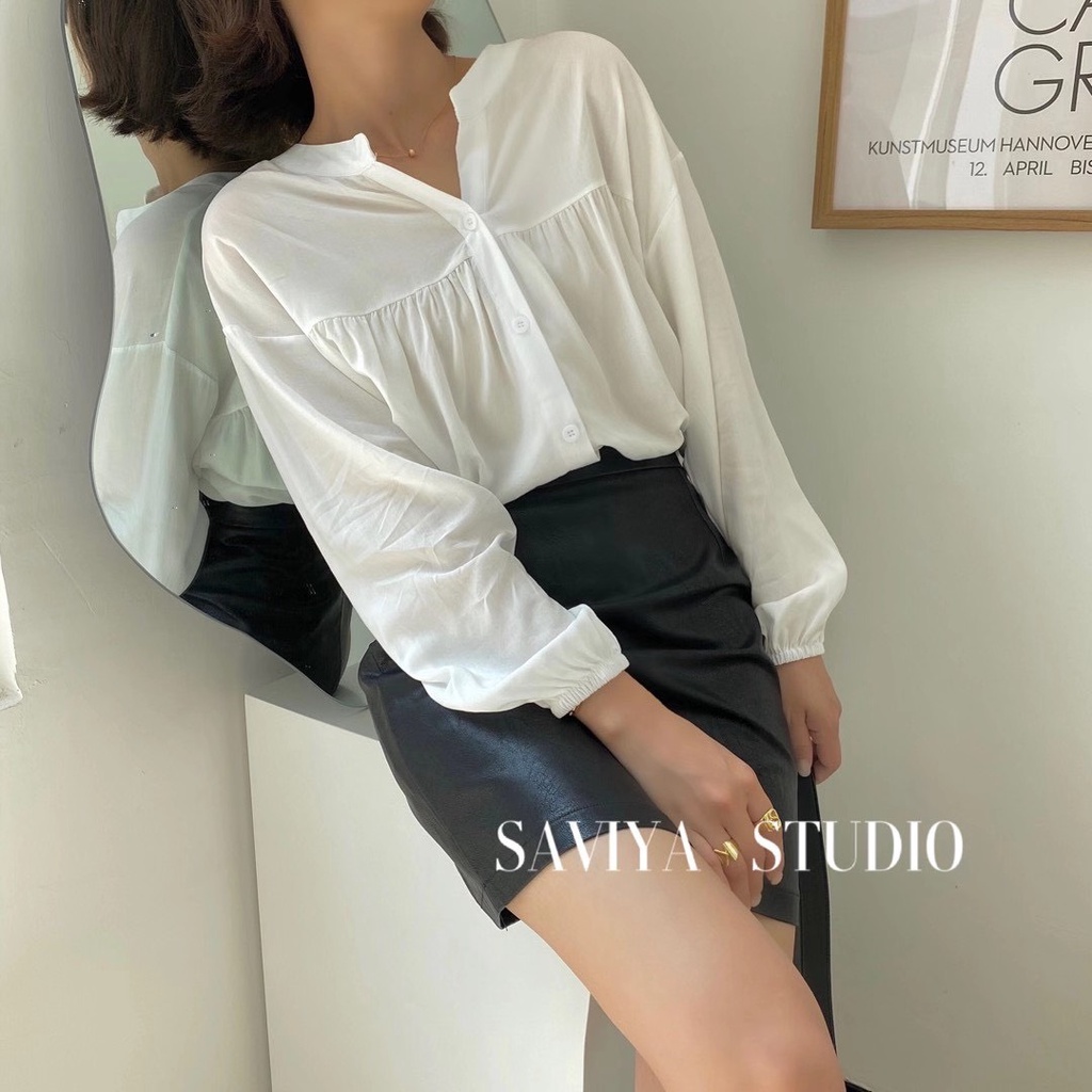 Áo sơ mi cổ tàu bo tay - A0246