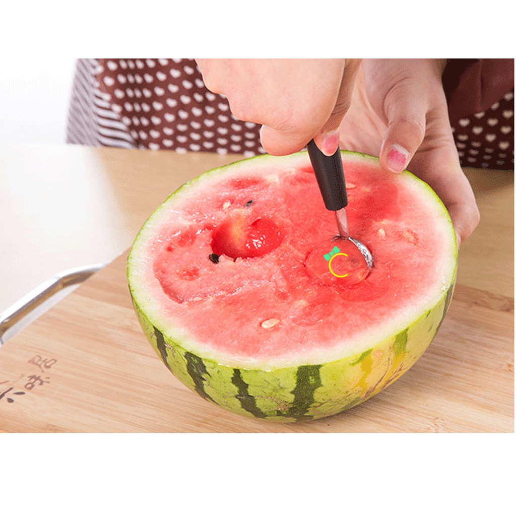 1 cái muỗng inox 2 đầu múc trái cây quả cầu dùng cho các món tráng miệng - CMPK112 - Cami