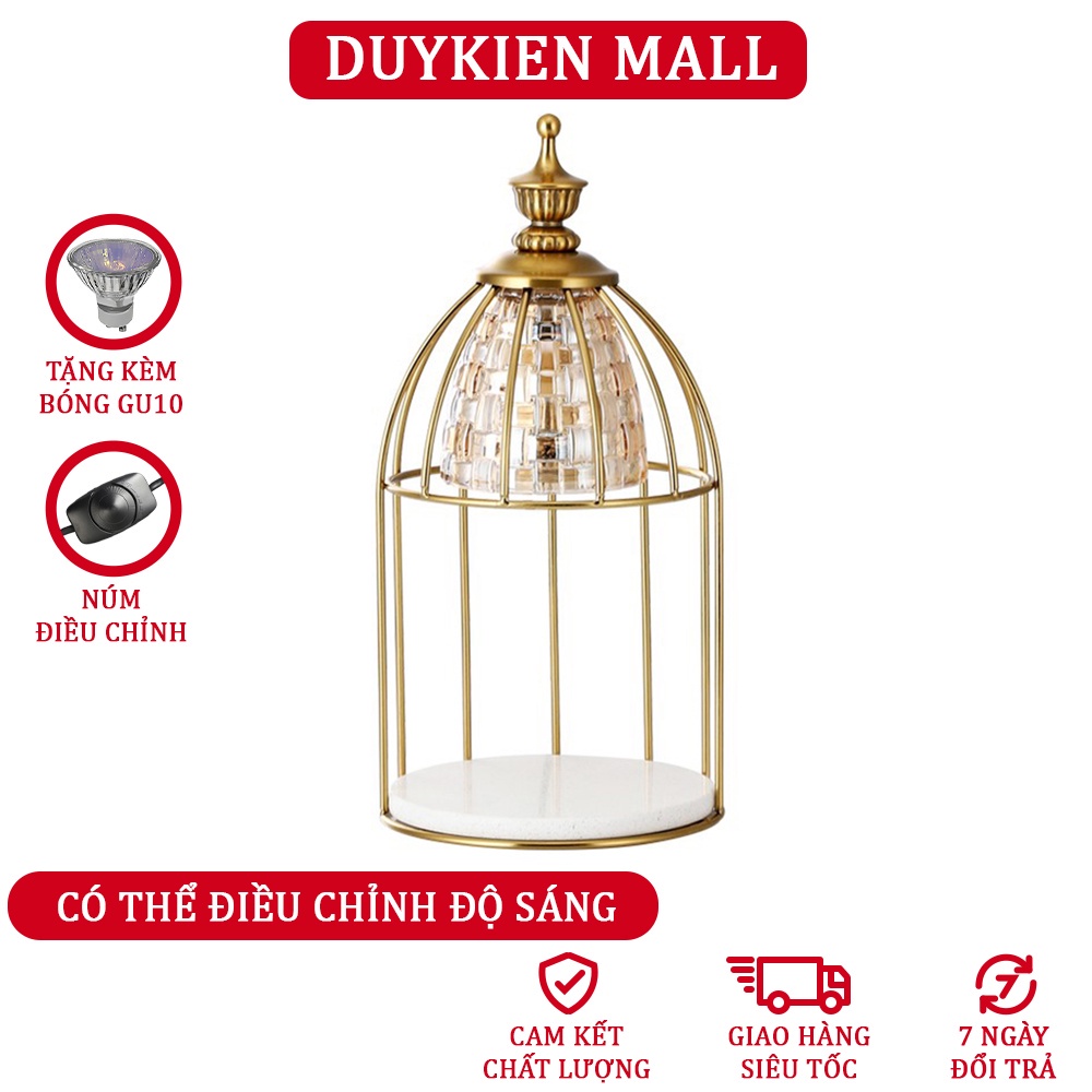 ▪✑Đèn Đốt Nến Thơm - lồng chim màu vàng Mẫu mới Chỉnh độ sáng hẹn giờ 2,4,8H tặng kèm 2 bóng