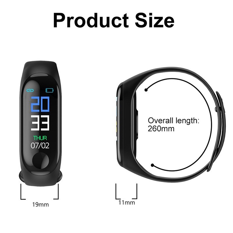 Đồng hồ thông minh Bluetooth M4 Chống thấm nhịp tim Huyết áp với Vòng đeo tay thể dục theo dõi thể dục -