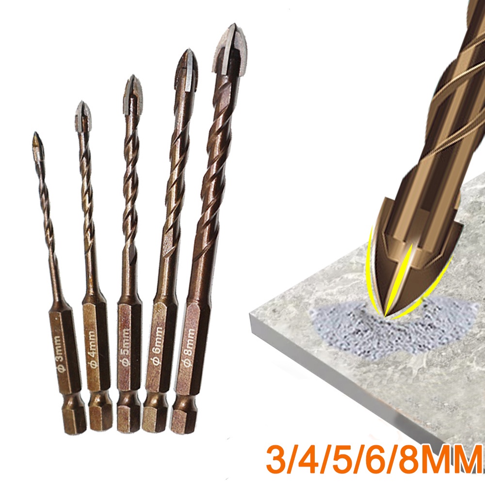 Mũi khoan lục giác bằng hợp kim 3/4/5/6/8/10/12mm chuyên dụng cho chế biến gỗ