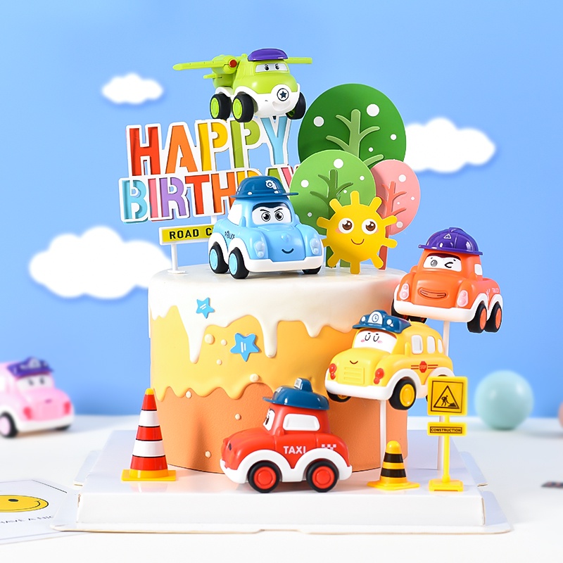 Set trang trí 6 xe oto con sắc màu