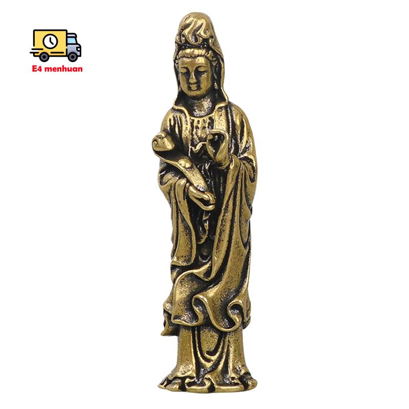 Tượng phật bà quan âm mini bằng đồng dùng trang trí