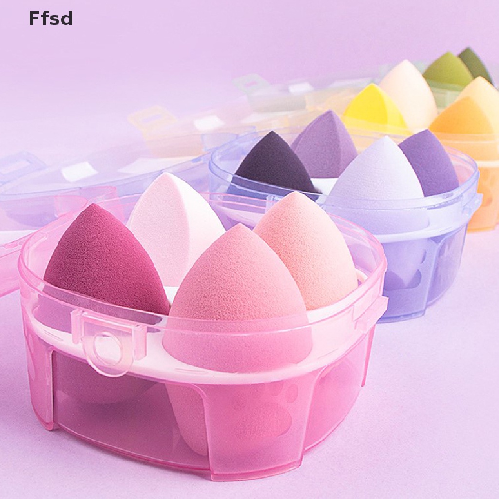 {Ffsd} Set 4 Bông Mút Trang Điểm Kèm Hộp Đựng