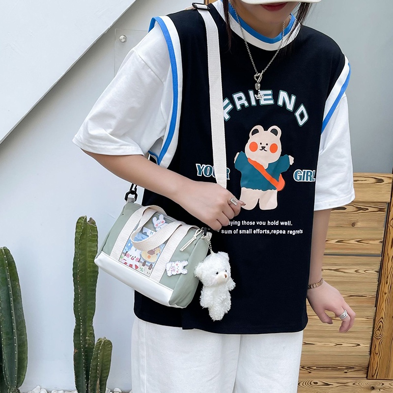 Túi Đeo Vai Vải Canvas Họa Tiết One Piece Đáng Yêu Thời Trang Mùa Hè Cho Bạn Gái JP5