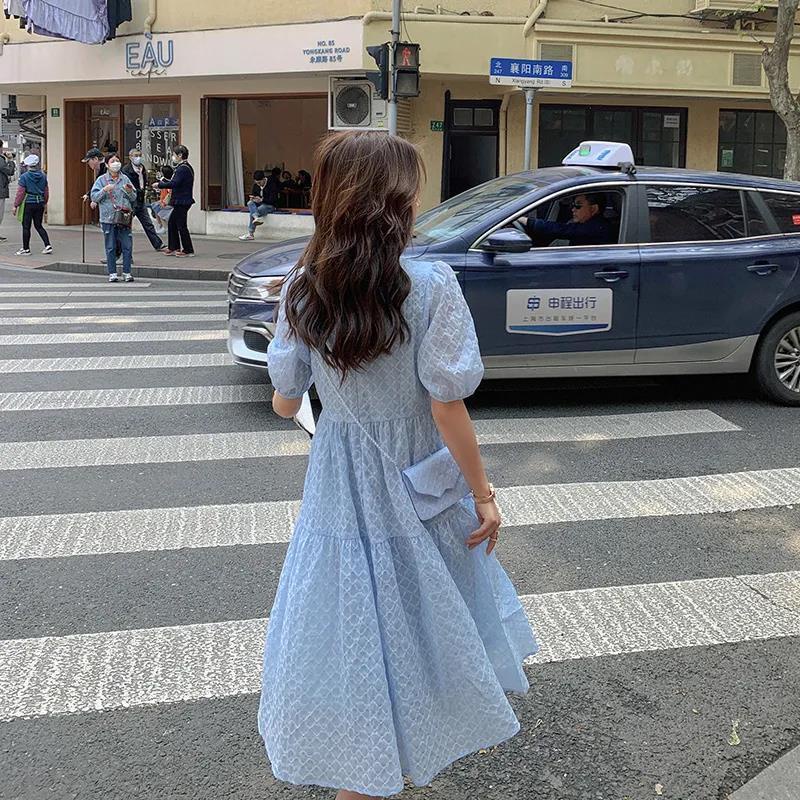Đầm Váy babydoll tay phồng phong cách ulzzang xinh Pháp thời trang mùa hè có size lớn cho nữ