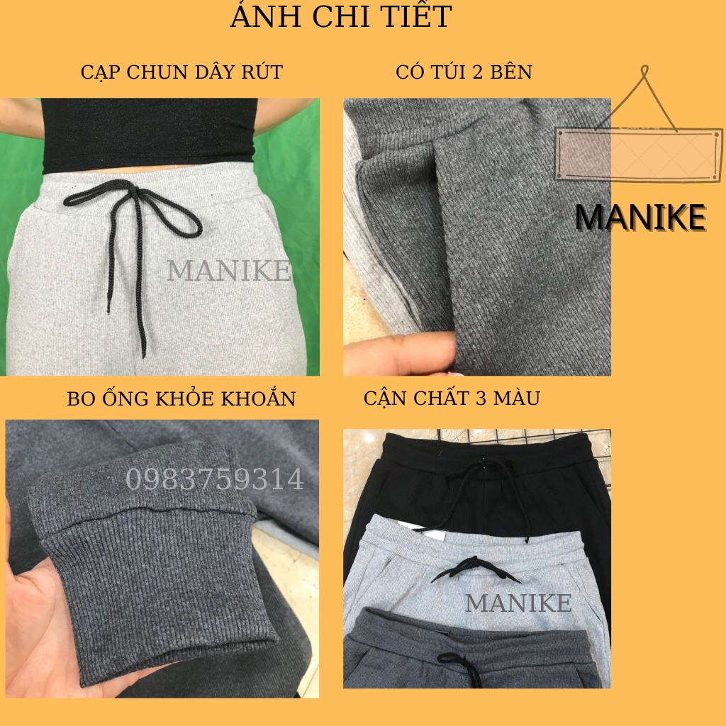 Quần joger len tăm nữ Bigsize bo gấu lưng thun _Quần Nỉ tăm lưng cao tập gym