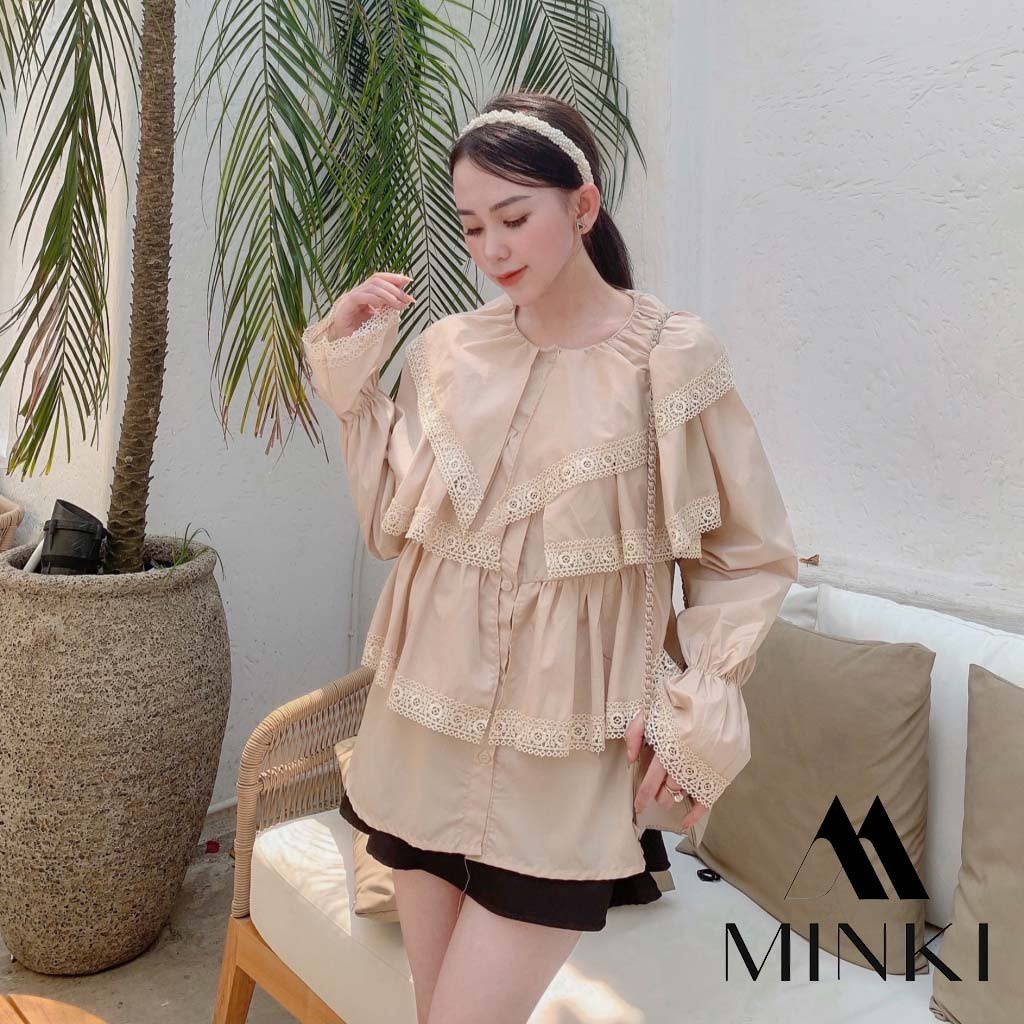 [Xả Kho 3 Ngày] ÁO BÈO VIỀN REN LỖ TIỂU THƯ - CHẤT LIỆU THÔ PHA REN NHẬP KHẨU - MÀU NUDE VÀ TRẮNG