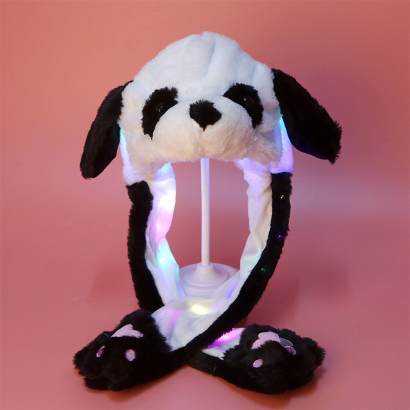 Mũ nhồi bông thiết kế kiểu thỏ tai dài có đèn LED phát sáng dễ thương