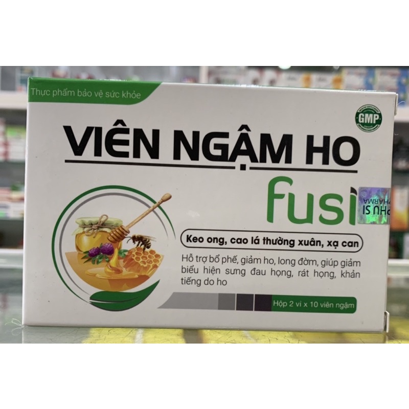 Viên ngậm ho Fusi - 20 viên - Hỗ trợ bổ phế, giảm ho long đờm, giảm biểu hiện sưng đau họng, rát họng, khản tiếng do ho