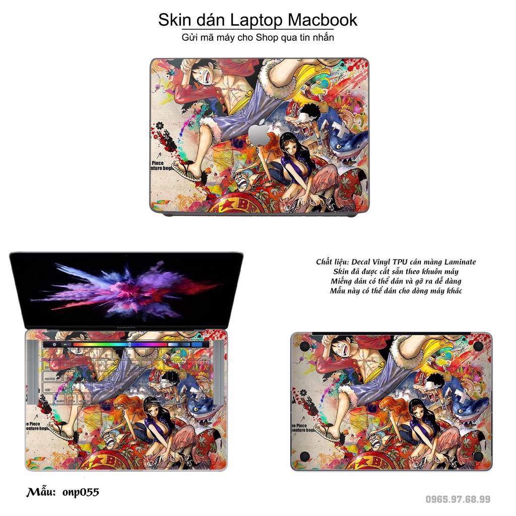 Skin dán Macbook mẫu Vua hải tặc (đã cắt sẵn, inbox mã máy cho shop)