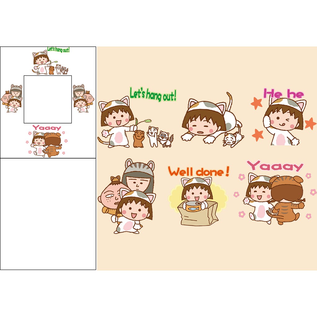 sticker maruko cắt rời size to SCI20 có bao giấy cute dễ thương bullet journal
