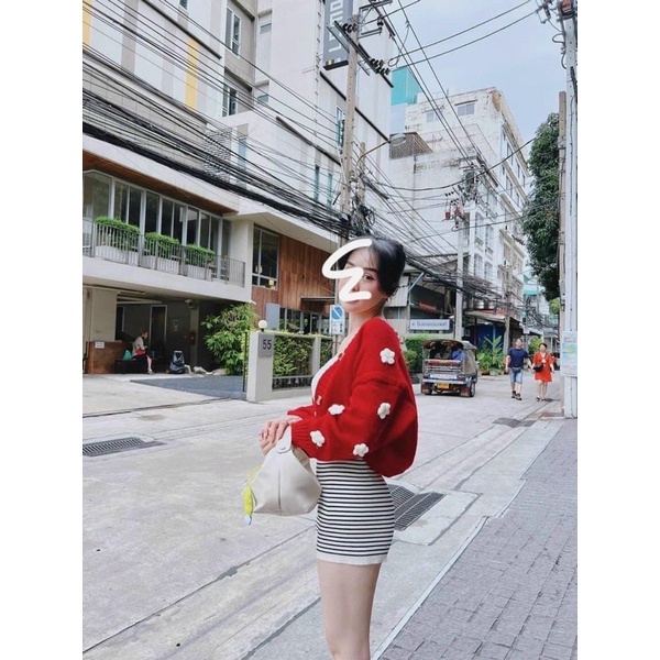 Áo Khoác Len Cardigan Đính Hoa Siêu Xinh Hàng Quảng Châu Cao Cấp