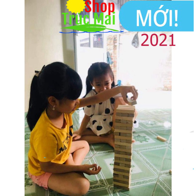 Bộ 54 thanh rút gỗ xếp hình đồ chơi Domino Montessori lắp ráp