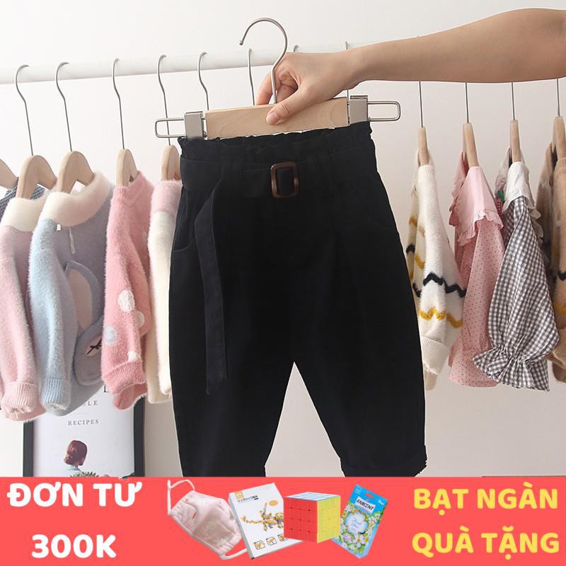 [QUÀ 1/6 CHO BÉ] Quần kaki bé gái kèm thắt lưng, màu đen Smartkids TE1763