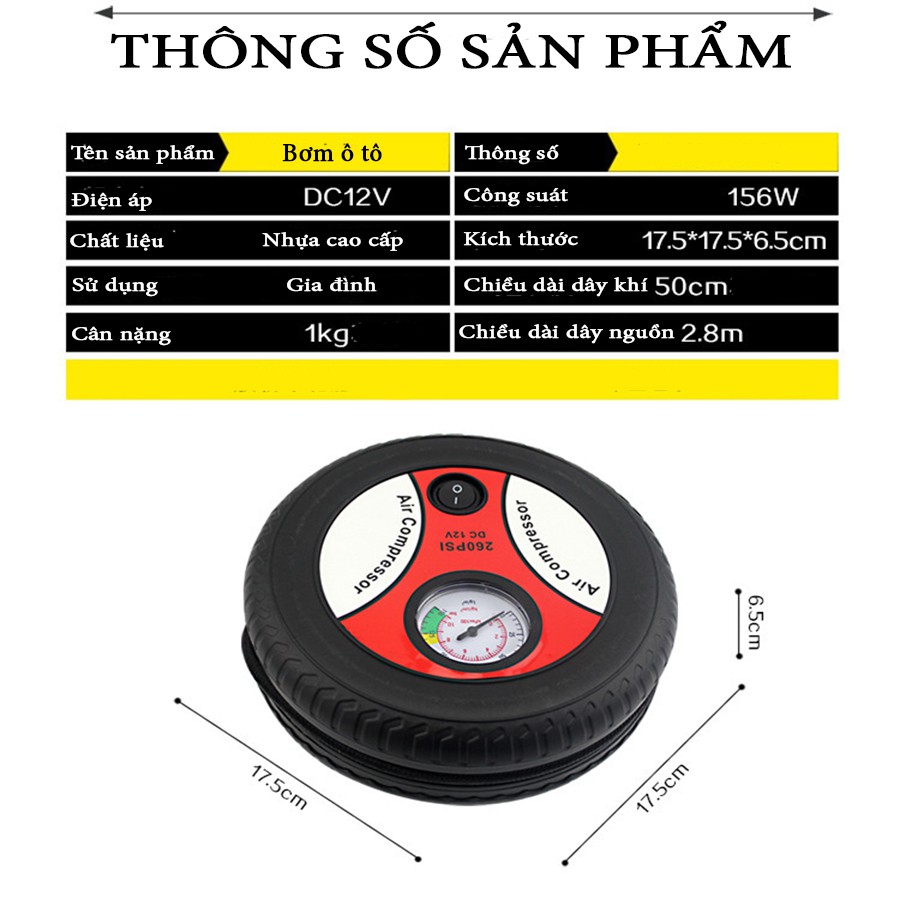 Bơm Điện Ô Tô, Máy Bơm Lốp Ô Tô - Phiên bản 2020 đặc biệt