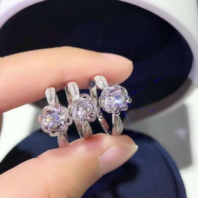 Nhẫn Mặt Hoa Hồng Đính Đá Sapphire Cho Nữ