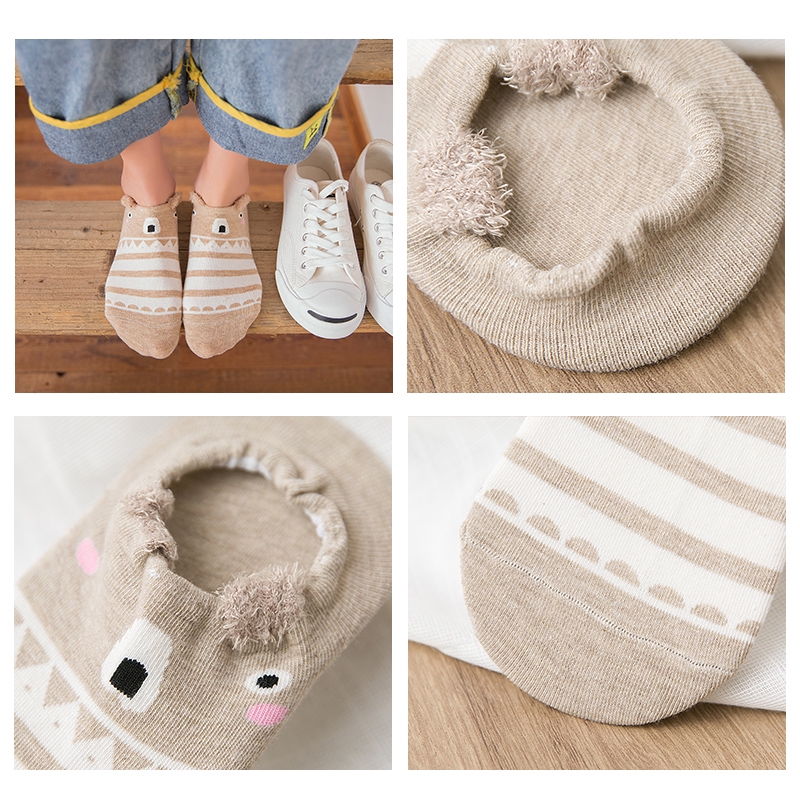 Đôi vớ cotton họa tiết hoạt hình 3D mềm mại dễ thương cho nữ