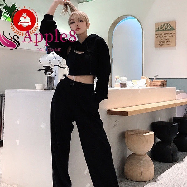 Áo Croptop Tay Dài Có Mũ Trùm Đầu Thời Trang Quyến Rũ Cho Nữ Apple8