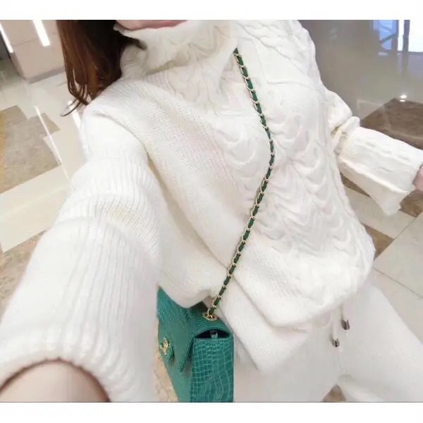 Set Áo Len Cổ Cao + Quần ống rộng Thời Trang Thu Đông Cho Nữ | BigBuy360 - bigbuy360.vn