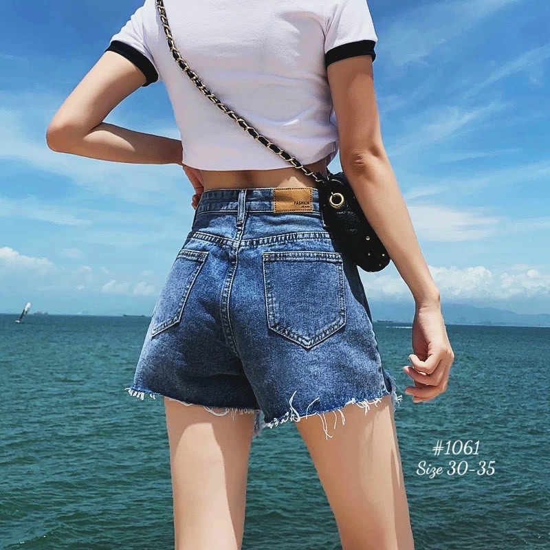 Quần Short Jean Nữ Lưng Cao Rách Kiểu Phong Cách Bigsize 56kg Đến 80kg Ms1061