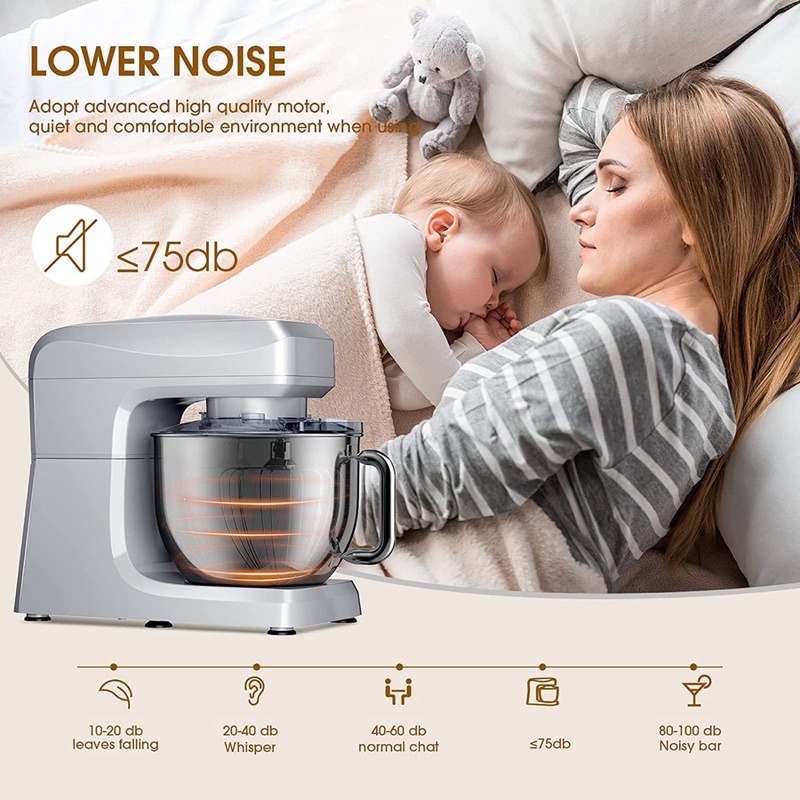 Máy nhào bột Panti 8L 1500W - Bánh răng kim loại cao cấp - trộn bột, salad, trà bông, ..