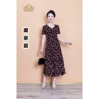 Đầm thun lưới cổ hoa viền ren Ladyshop thời trang trung niên cao cấp TK933
