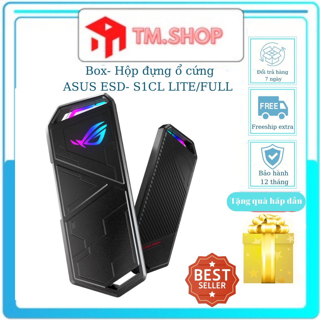 Box - Hộp đựng ổ cứng SSD ASUS ROG STRIX ARION ESD-S1C, LED RGB đồng bộ Aura Sync, Hàng chính hãng