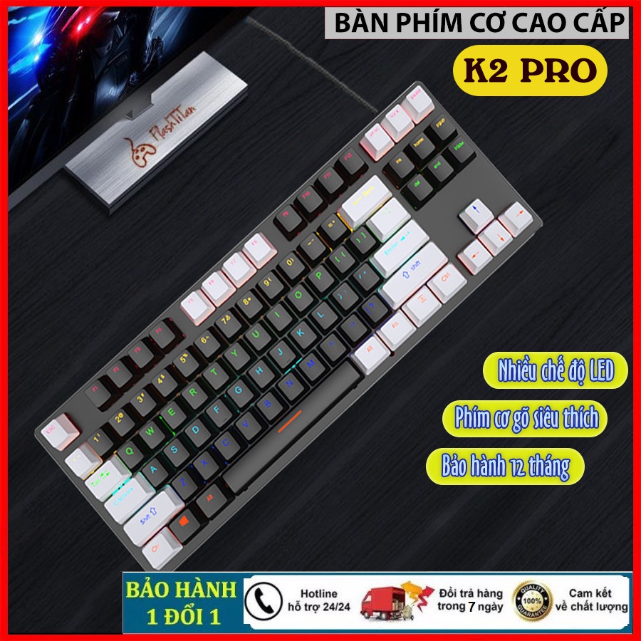 Bàn Phím Cơ Máy Tính K2 PRO Blue Switch Led RGB 10 Chế Độ Màu Khác Nhau - Bấm Êm, Chơi Game, Dùng Văn Phòng Cực Đã