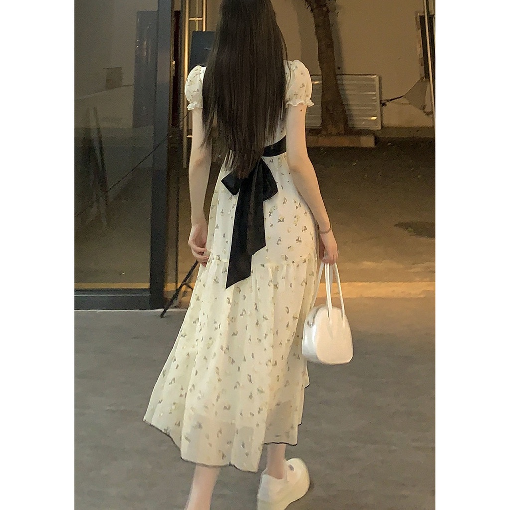 Đầm Hoa Ngắn Tay Thiết Kế Mới Thời Trang Mùa Hè Theo Phong Cách Pháp