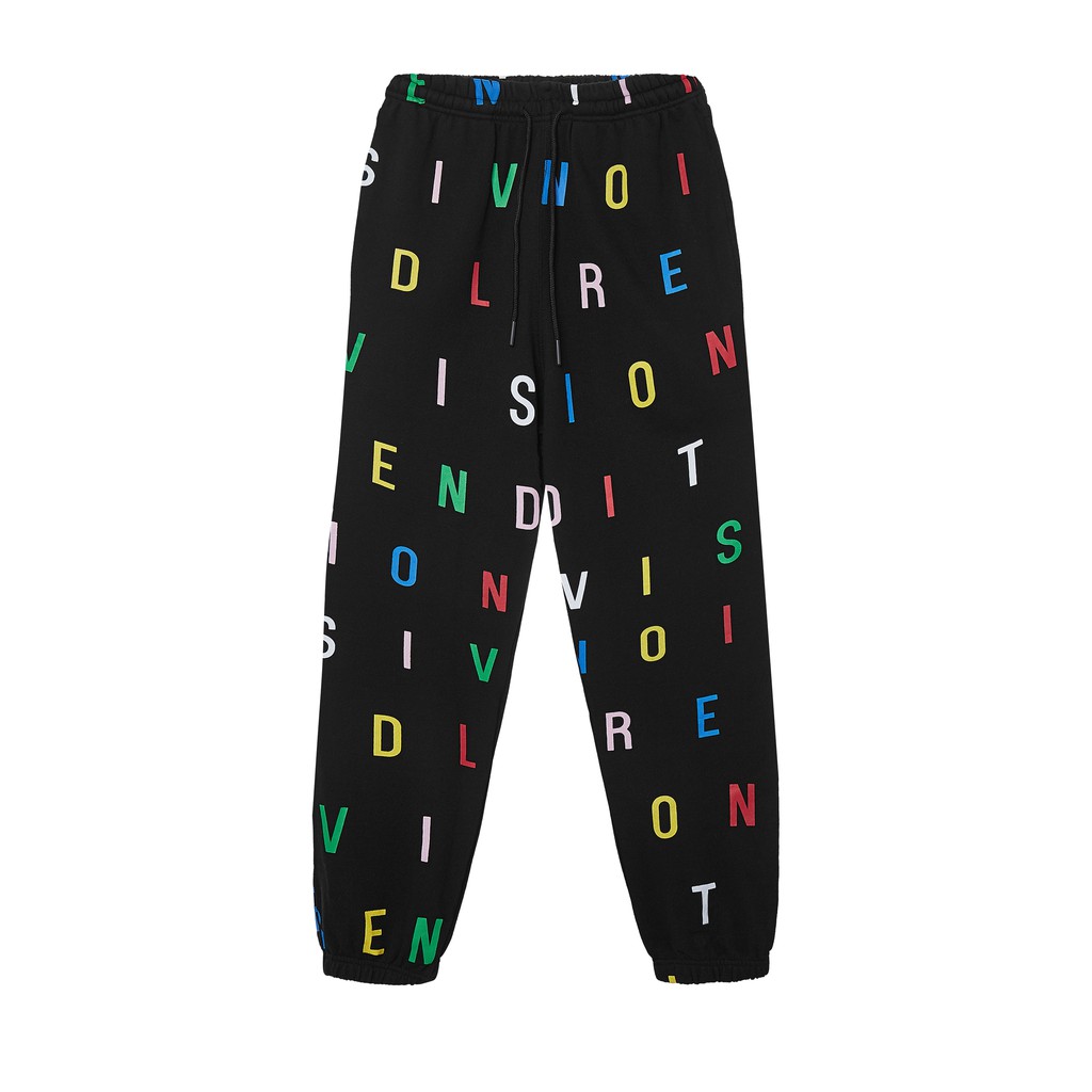 Quần hoodie chữ overprinted đen