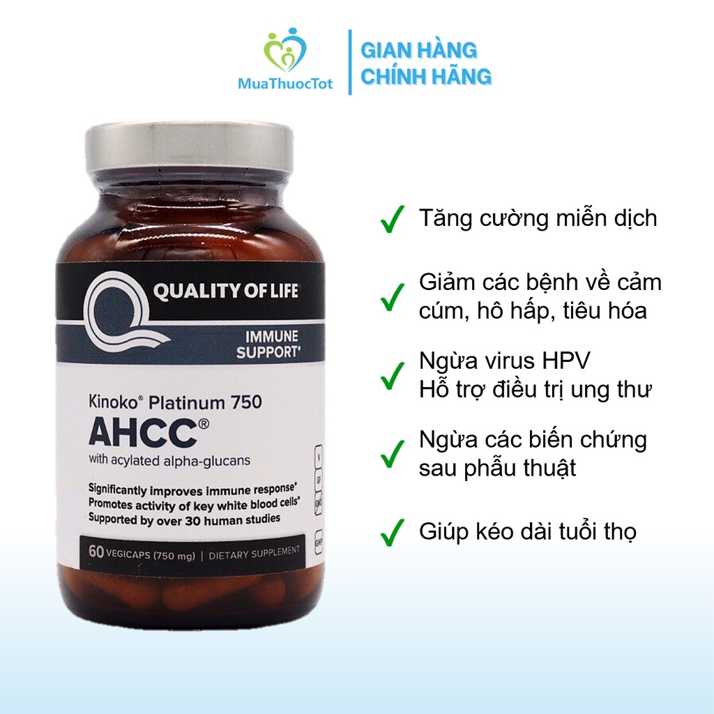 Viên Uống Tăng Cường Miễn Dịch AHCC KINOTO PLATIUM 750mg 60 viên