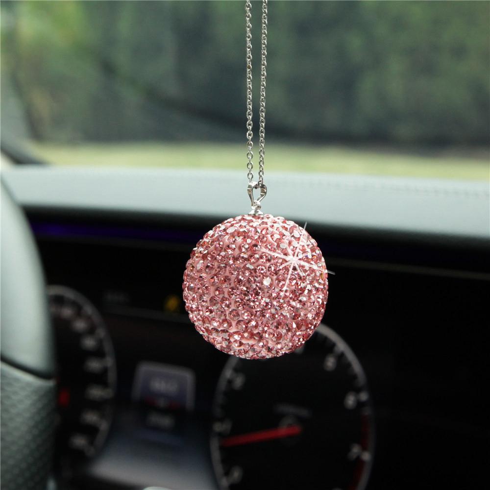 Phụ Kiện Trang Trí Xe Hơi Màu Đen Chất Lượng Cao|Dây Treo Kính Chiếu Hậu Xe Hơi Đính Bóng Tròn Thời Trang