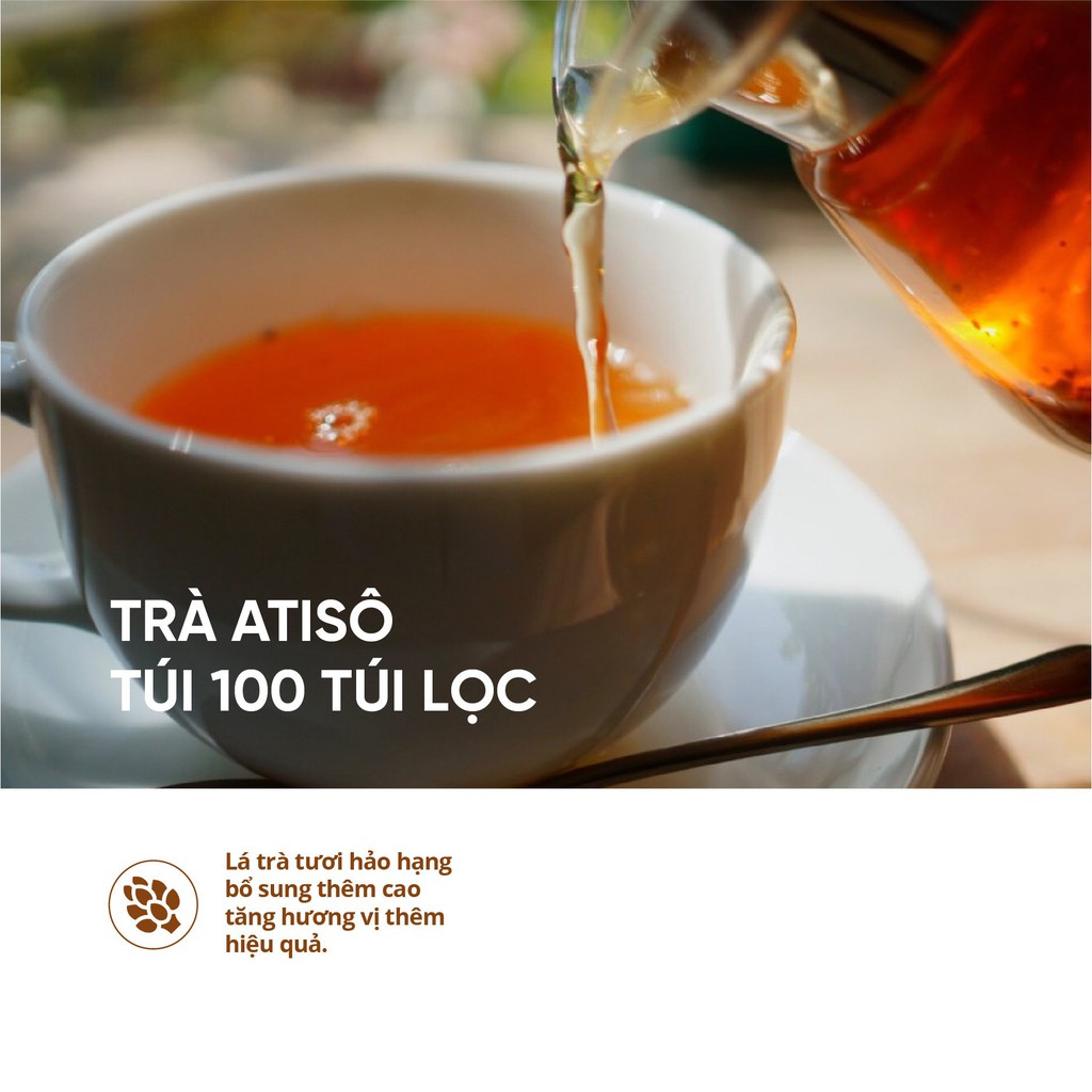 Trà túi lọc Atiso. dược phẩm Lâm Đồng. giúp mát gan-lợi tiểu.  gói 100 túi lọc.