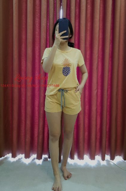 Bộ mặc nhà Winny áo cộc tay quần sooc cotton SO4515 Giá 368.000đ