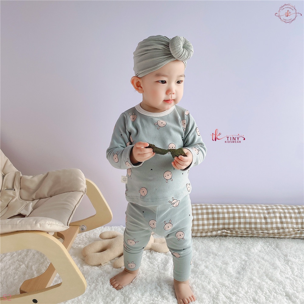Bộ đồ dài tay thu đông chất cotton giữ nhiệt hình Thỏ cho bé từ 5-13kg [S2]