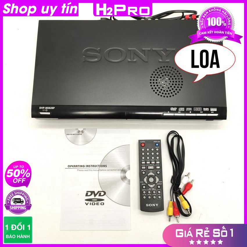 [RẺ VÔ ĐỊCH] Đầu đĩa DVD Sony DVP-NS628P H2Pro USB-Thẻ nhớ,tích hợp loa và 2 cổng cắm loa rời, đầu dvd karaoke sony cao 