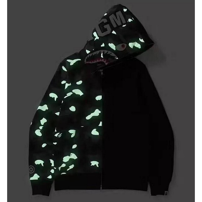 【Quick Shipment】【In Stock】New Bape Shark Camouflage Hoodie Jacket Men Women Casual Sweater Luminous