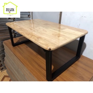 Bàn Gỗ chân Sắt ngồi Bệt bo tròn viền cạnh 40*80*35