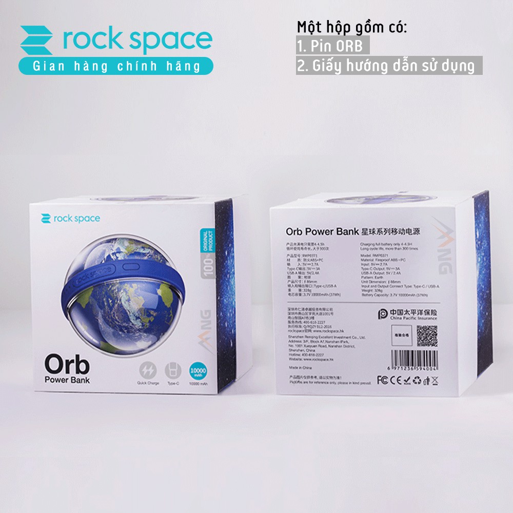 Pin sạc dự phòng Phong Thủy Rockspace hệ mặt trời Orb Power Bank 10.000 mAh, Hàng chính hãng bảo hành 12 tháng