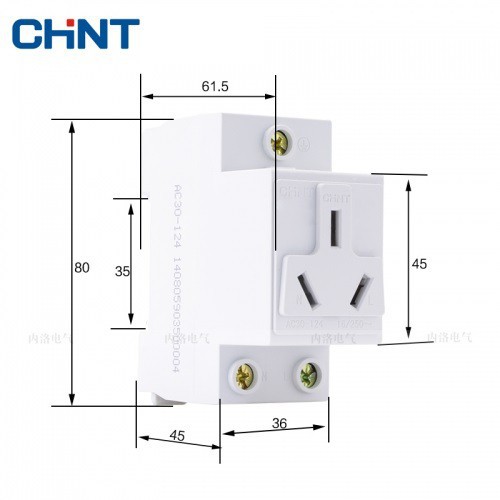 Ổ cắm 3 chấu cài thanh DIN Rail tủ điện, AC30-124 - Hãng CHINT