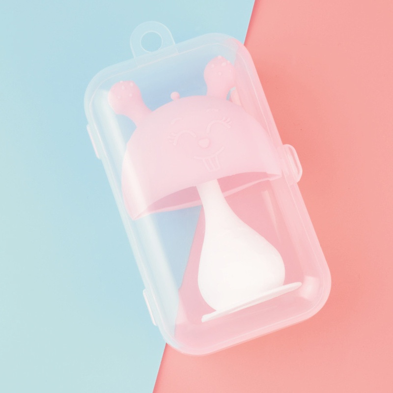 Đồ Chơi Gặm Nướu Bằng Hạt Silicon Không BPA Hình Thỏ Hoạt Hình Giảm Đau Cho Bé Sơ Sinh