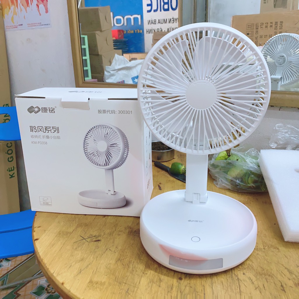 QUẠT TÍCH ĐIỆN KM-F0358 CÓ ĐÈN GẤP GỌN TIỆN LỢI | BigBuy360 - bigbuy360.vn