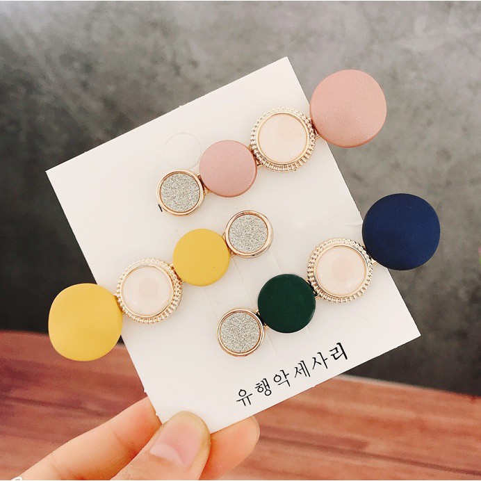 K37 Kẹp tóc hạt tròn màu sang chảnh