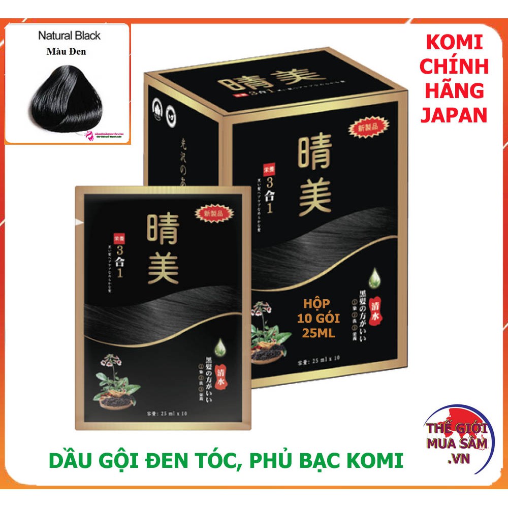 Dầu gội đen tóc Komi Nhật Bản chính hãng (Tặng lược nhuộm tóc 2 đầu)